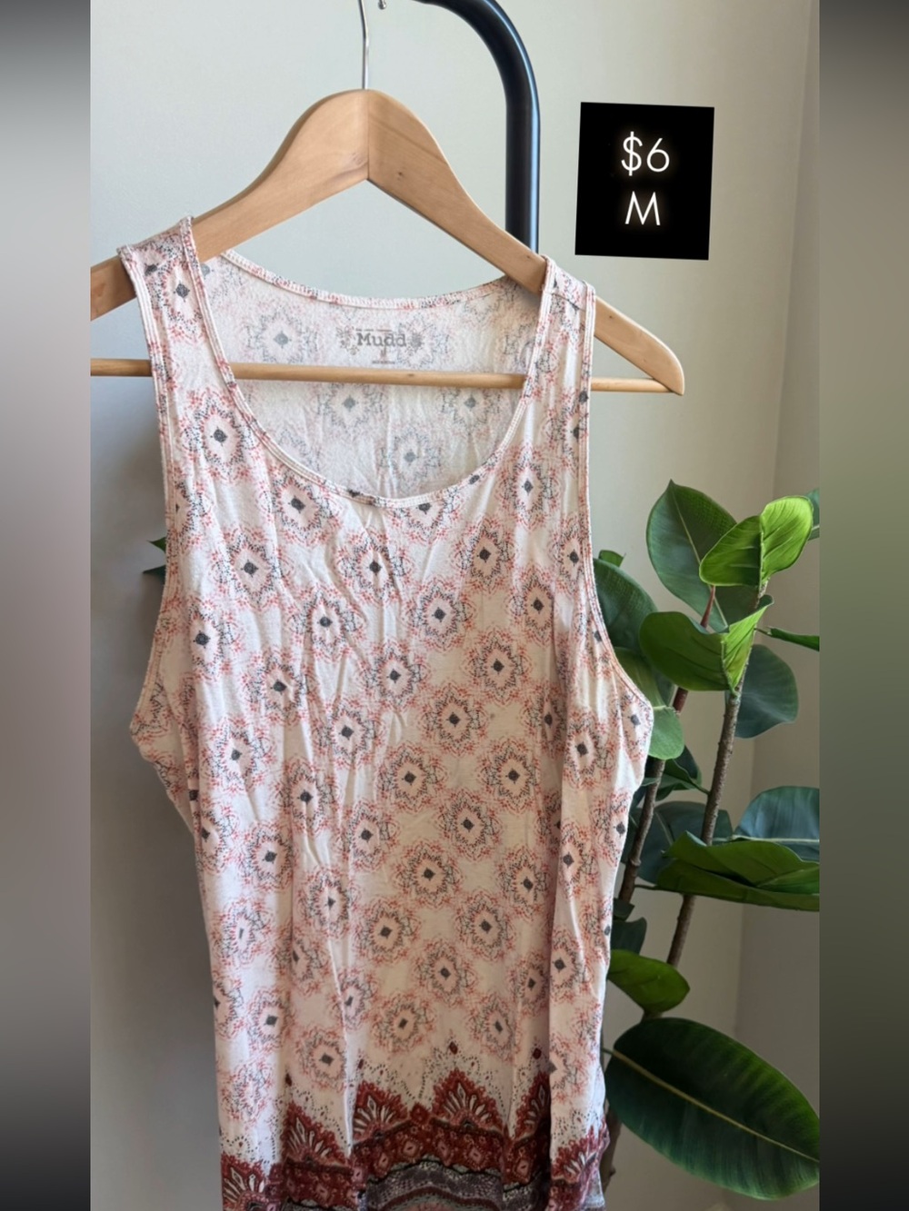 Mudd Light Pink Printed Sleeveless Tank